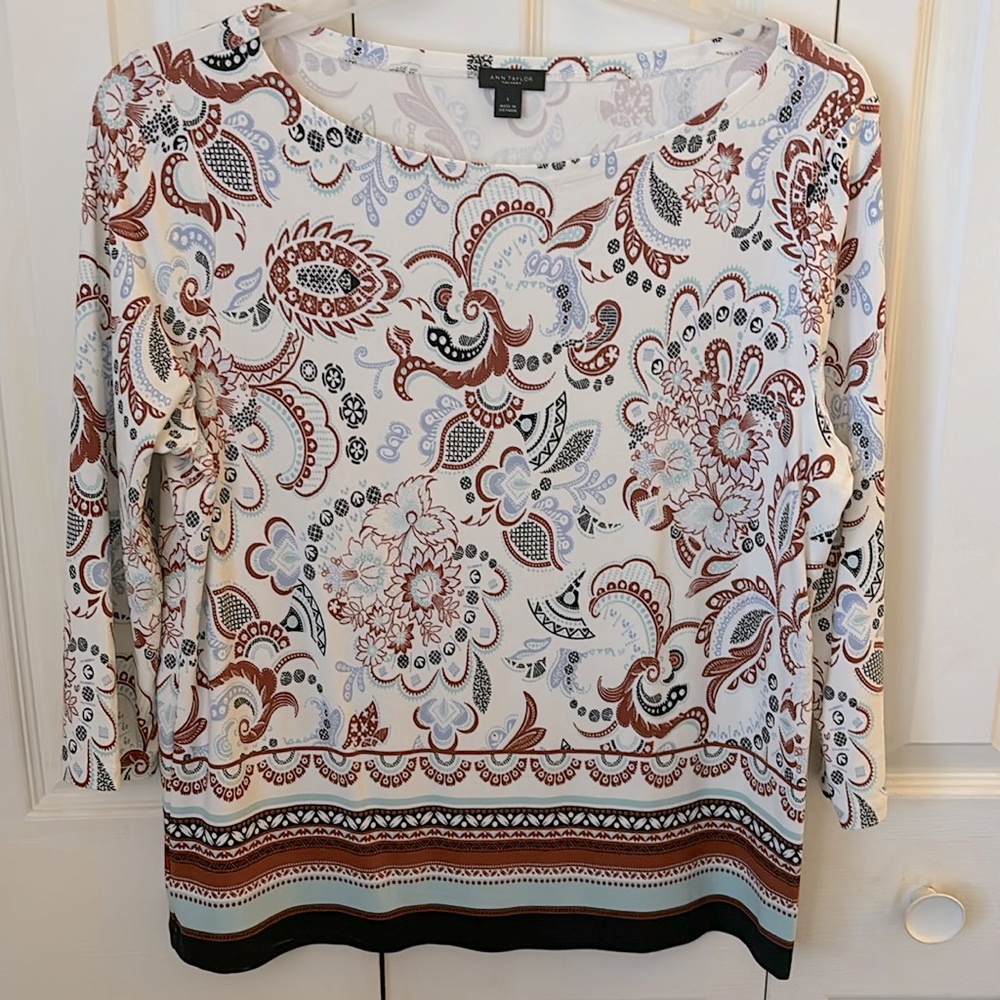 Ann Taylor paisley blouse with 3/4 sleeve